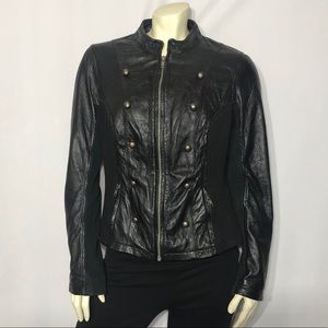 Pepperberry Genuine Leather Military Moto Jacket